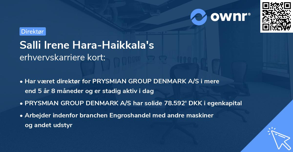 Salli Irene Hara-Haikkala's erhvervskarriere kort