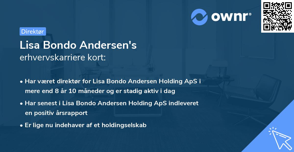 Lisa Bondo Andersen's erhvervskarriere kort