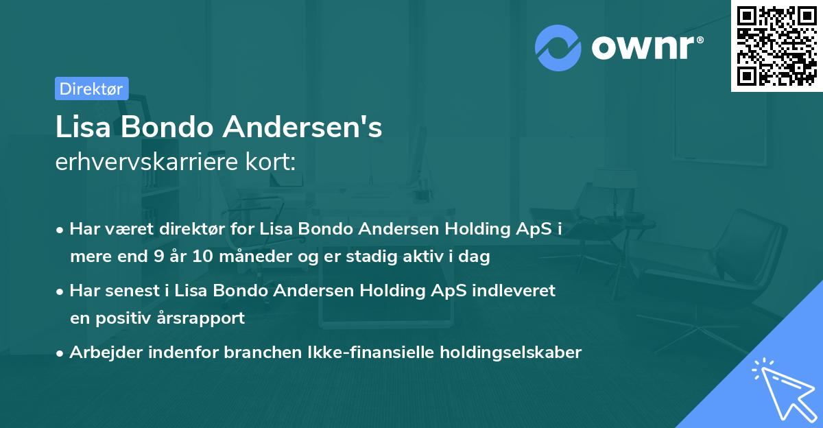 Lisa Bondo Andersen's erhvervskarriere kort
