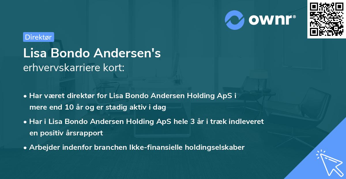 Lisa Bondo Andersen's erhvervskarriere kort