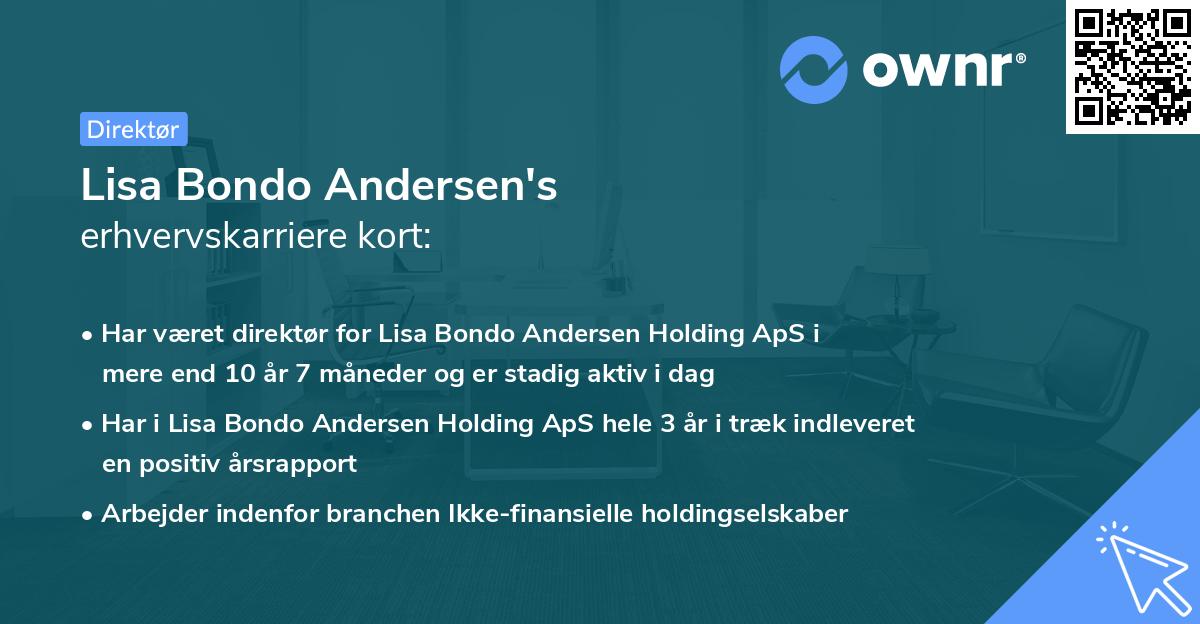 Lisa Bondo Andersen's erhvervskarriere kort
