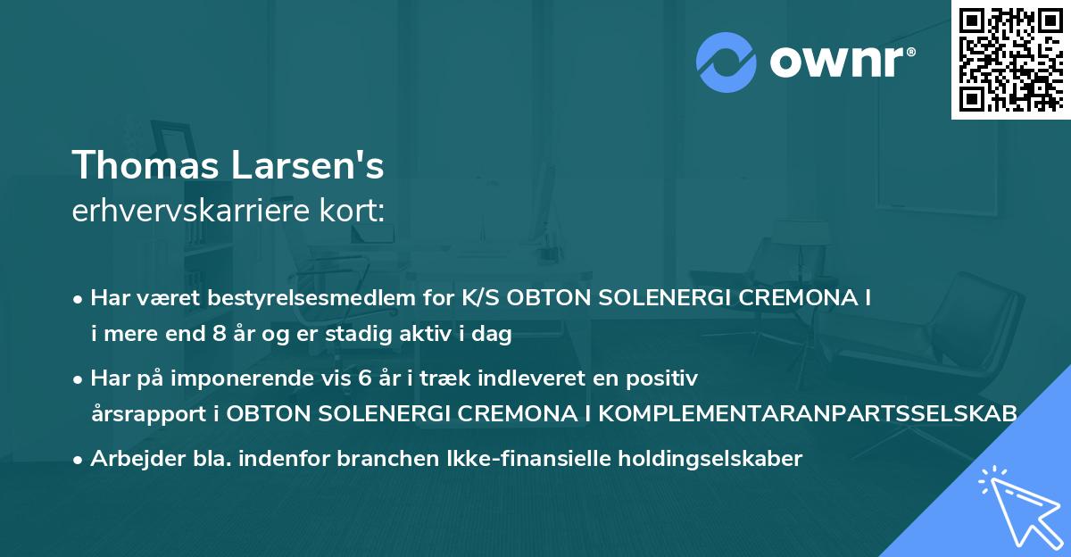 Thomas Larsen's erhvervskarriere kort