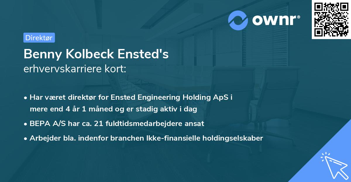 Benny Kolbeck Ensted's erhvervskarriere kort