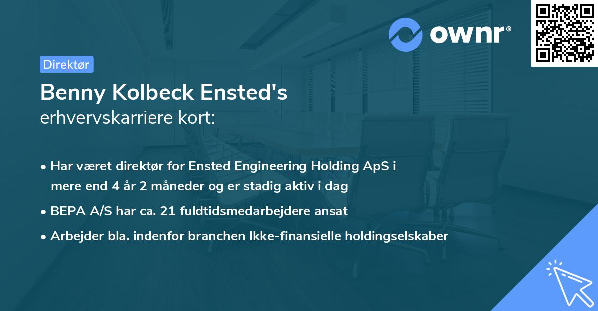 Benny Kolbeck Ensted's erhvervskarriere kort