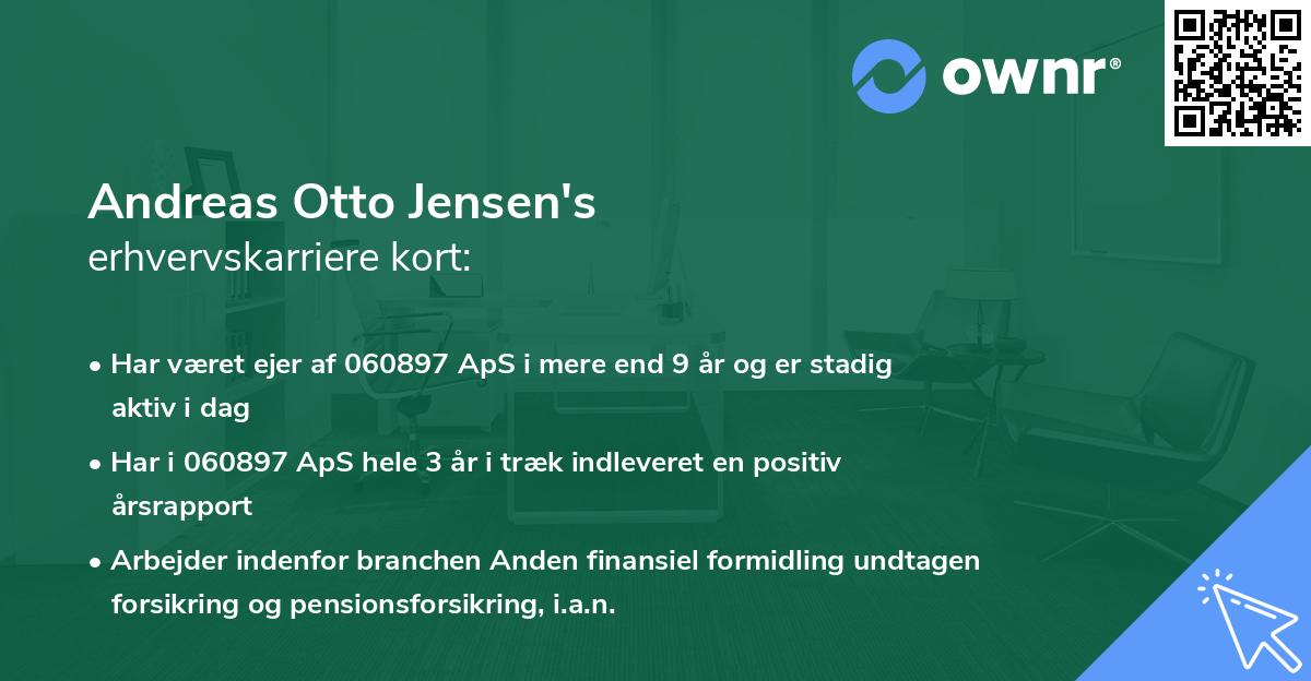 Andreas Otto Jensen's erhvervskarriere kort