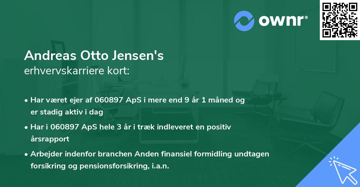 Andreas Otto Jensen's erhvervskarriere kort