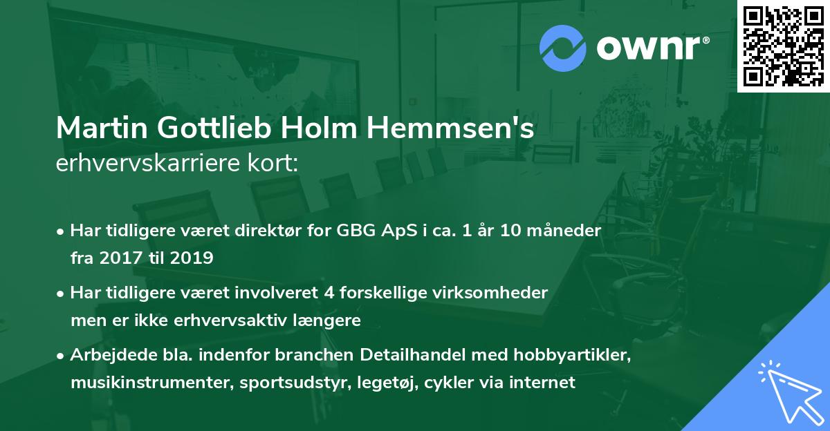 Martin Gottlieb Holm Hemmsen's erhvervskarriere kort
