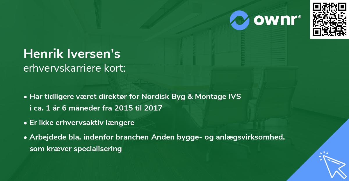 Henrik Iversen's erhvervskarriere kort
