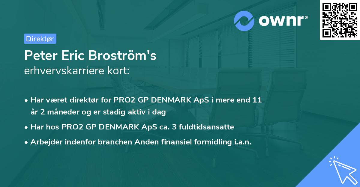 Peter Eric Broström's erhvervskarriere kort