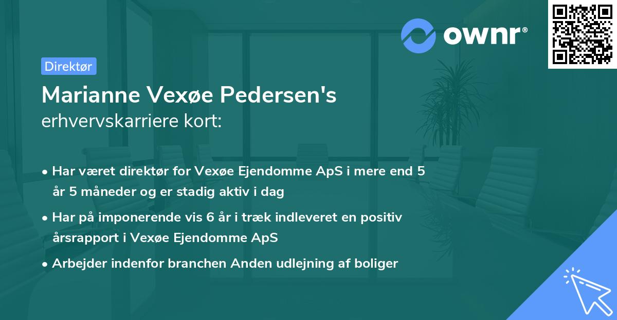 Marianne Vexøe Pedersen's erhvervskarriere kort