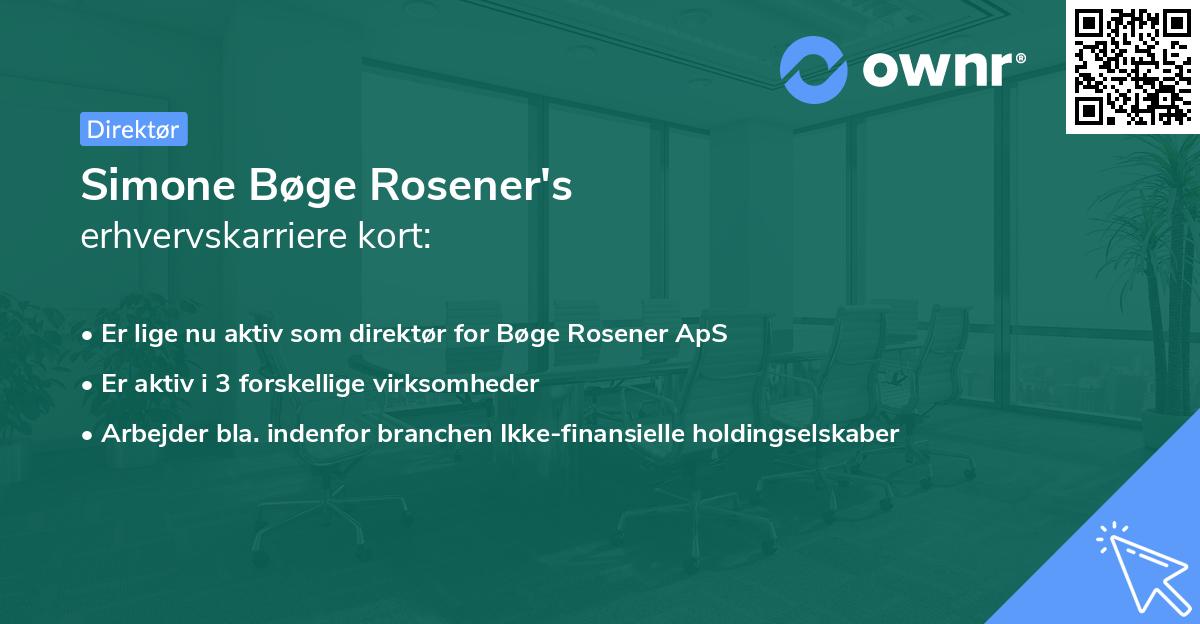 Simone Bøge Rosener's erhvervskarriere kort