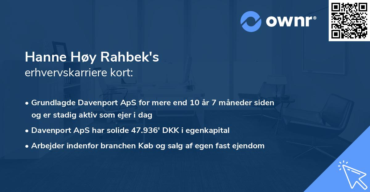 Hanne Høy Rahbek's erhvervskarriere kort