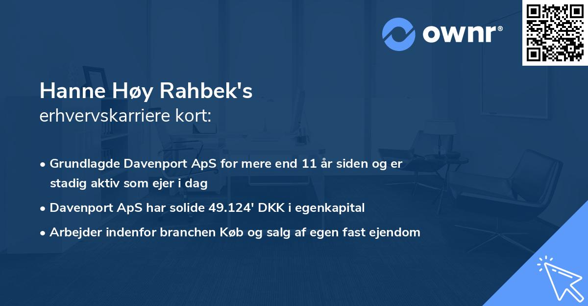 Hanne Høy Rahbek's erhvervskarriere kort