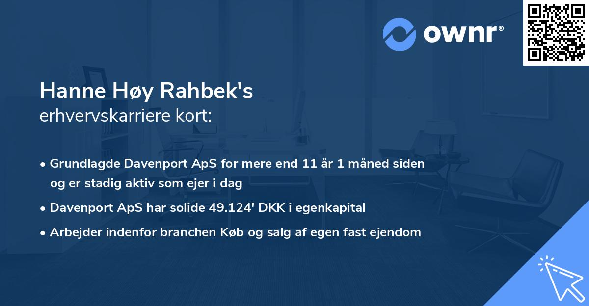 Hanne Høy Rahbek's erhvervskarriere kort