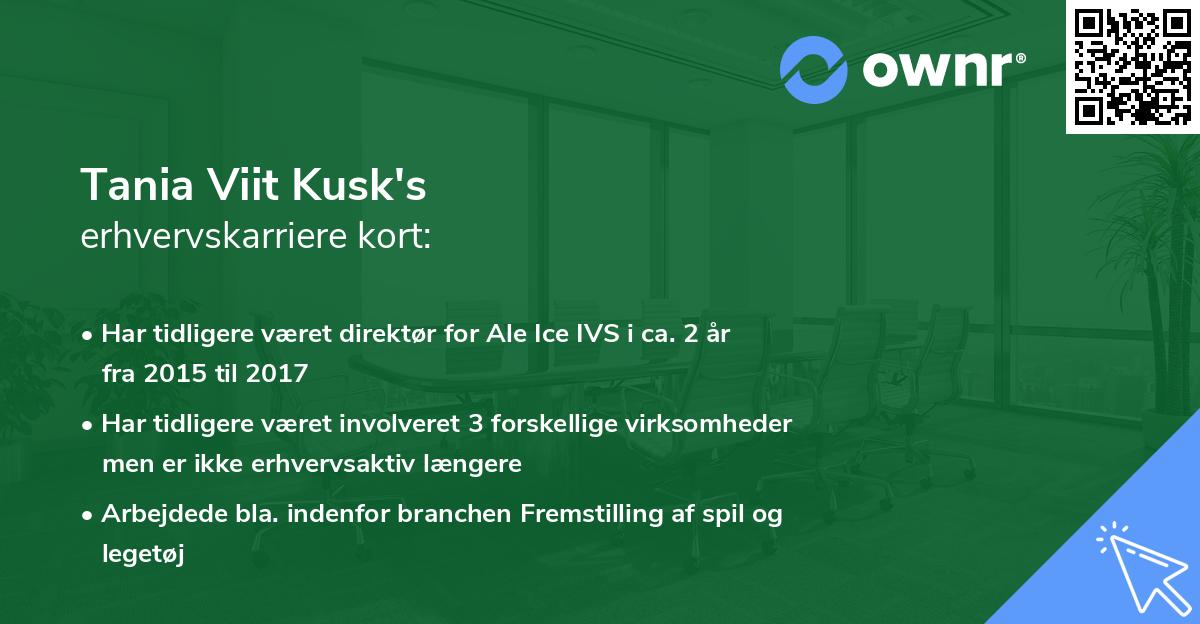 Tania Viit Kusk's erhvervskarriere kort