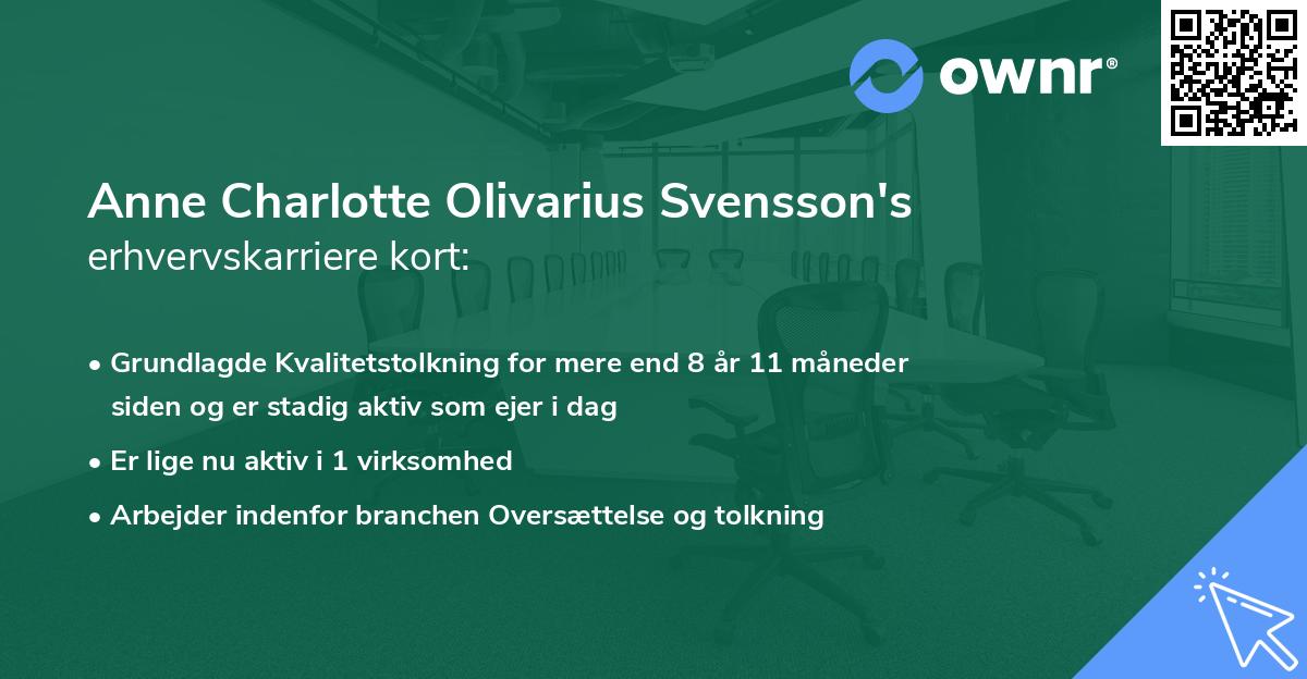 Anne Charlotte Olivarius Svensson's erhvervskarriere kort