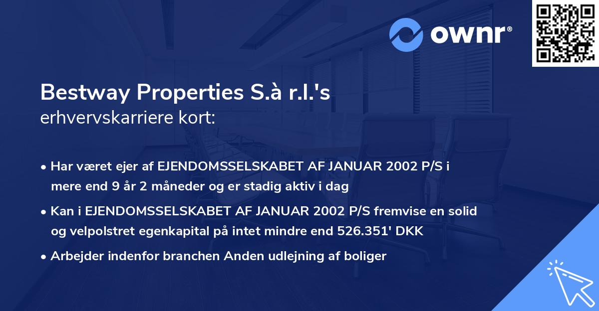 Bestway Properties S.à r.l.'s erhvervskarriere kort