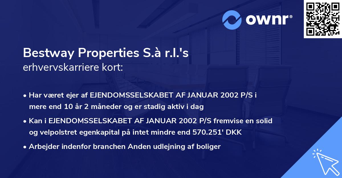 Bestway Properties S.à r.l.'s erhvervskarriere kort