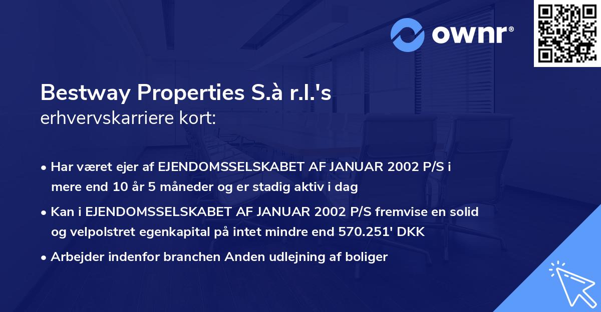 Bestway Properties S.à r.l.'s erhvervskarriere kort