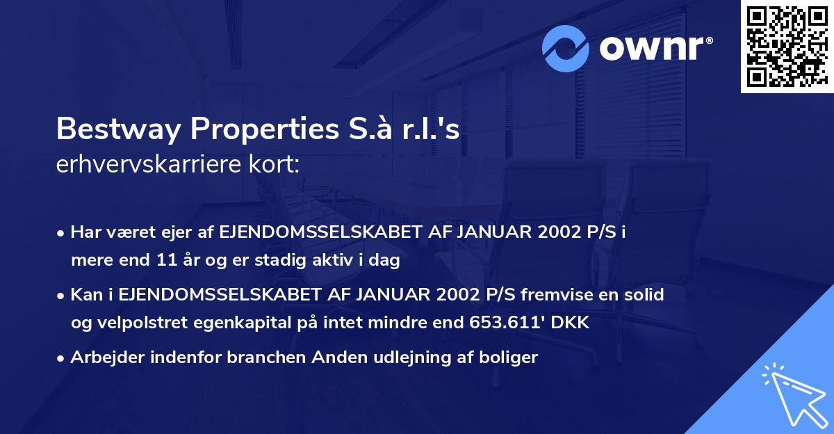 Bestway Properties S.à r.l.'s erhvervskarriere kort