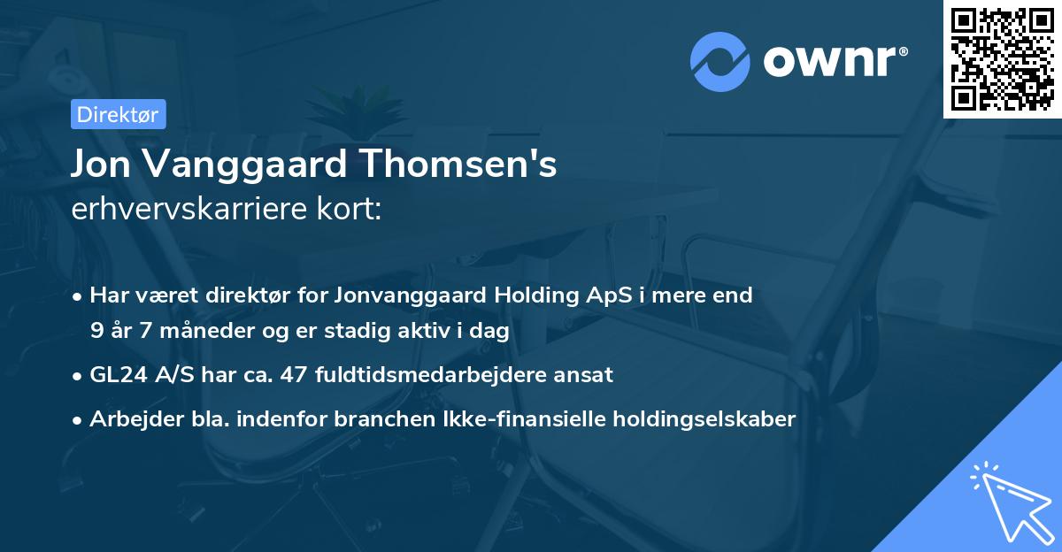 Jon Vanggaard Thomsen's erhvervskarriere kort