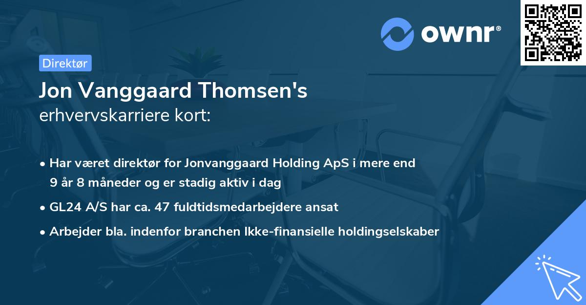 Jon Vanggaard Thomsen's erhvervskarriere kort