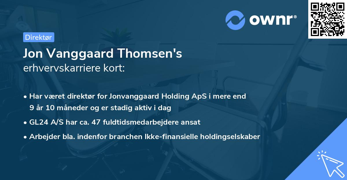 Jon Vanggaard Thomsen's erhvervskarriere kort