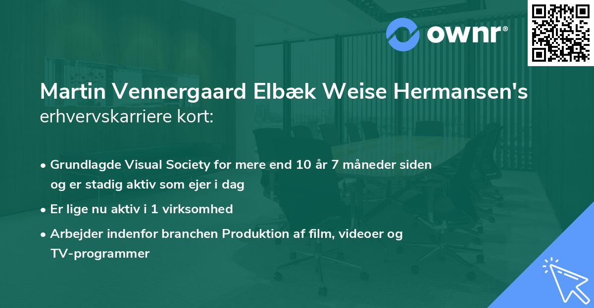Martin Vennergaard Elbæk Weise Hermansen's erhvervskarriere kort