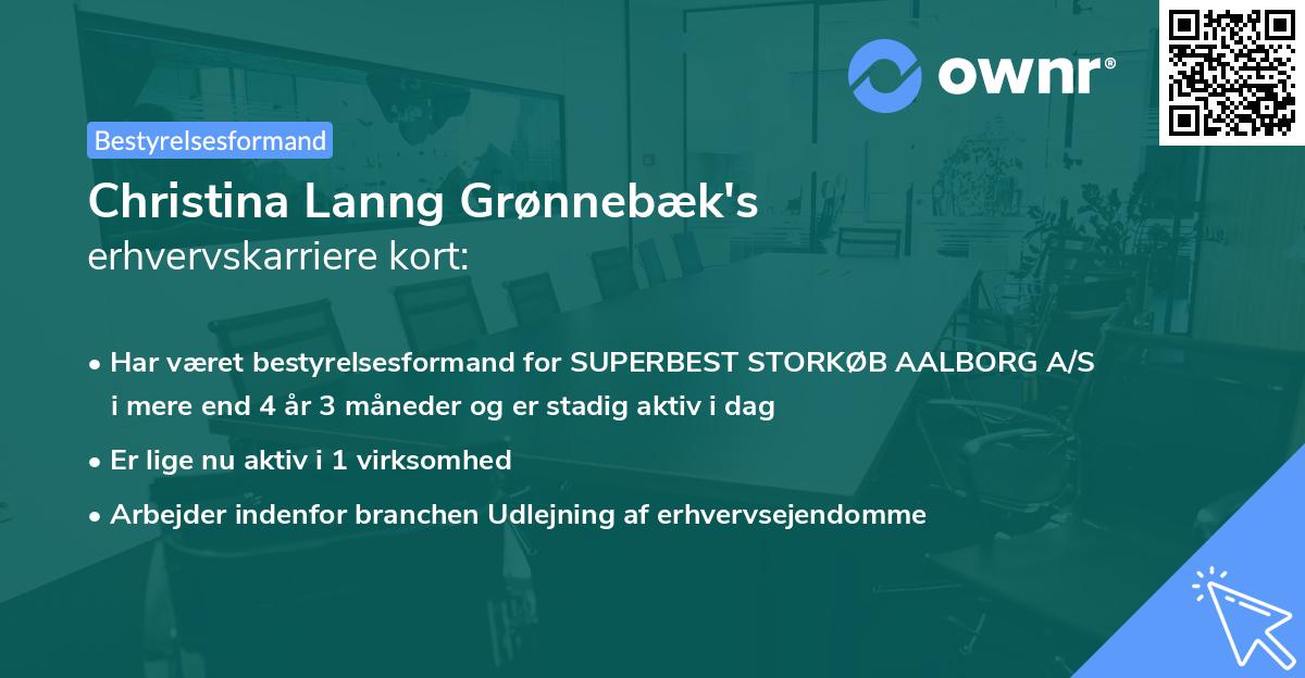 Christina Lanng Grønnebæk's erhvervskarriere kort