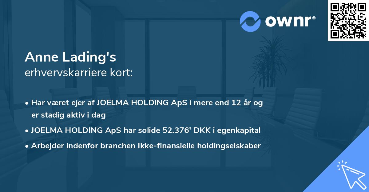 Anne Lading's erhvervskarriere kort