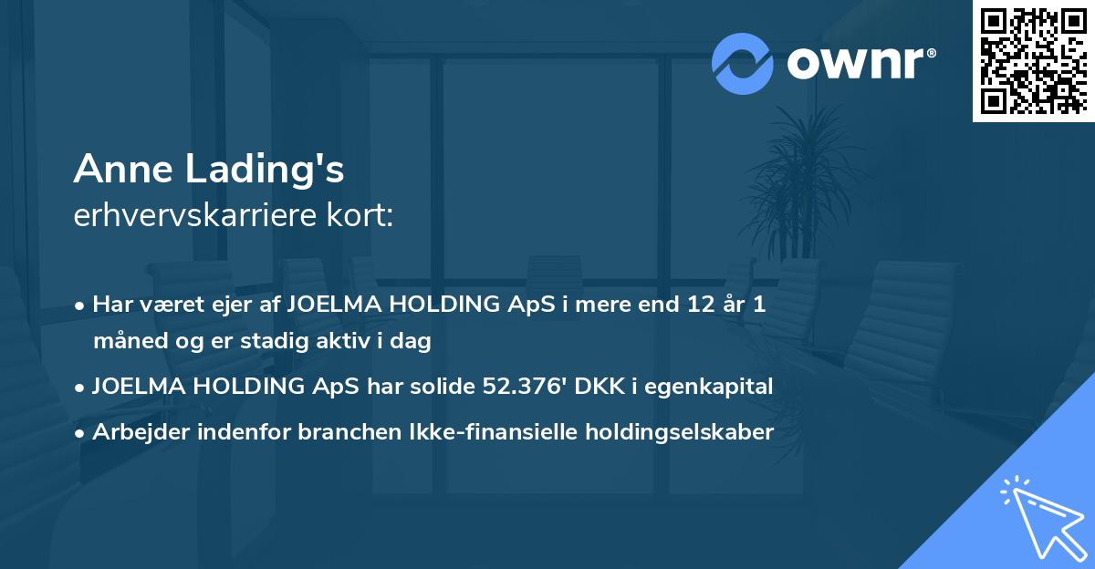 Anne Lading's erhvervskarriere kort