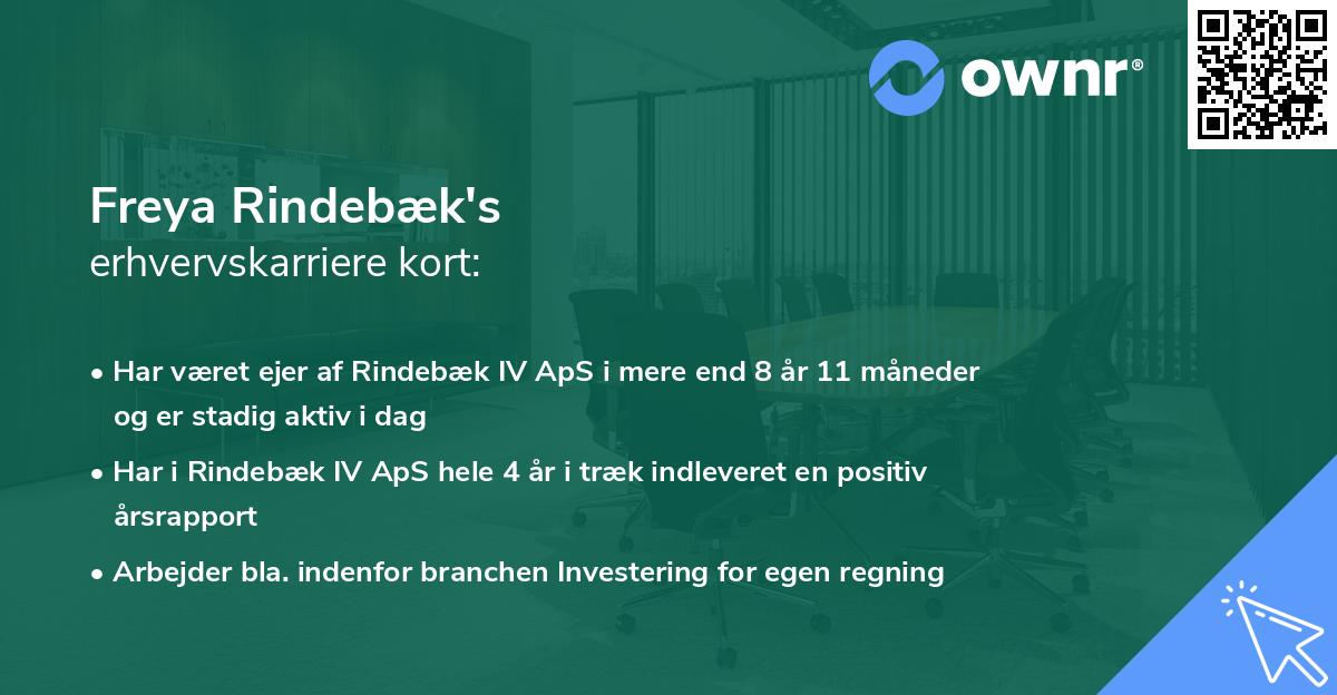 Freya Rindebæk's erhvervskarriere kort