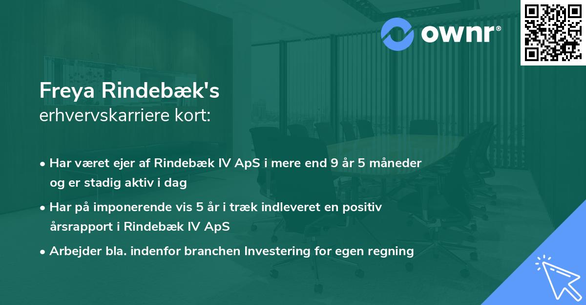 Freya Rindebæk's erhvervskarriere kort