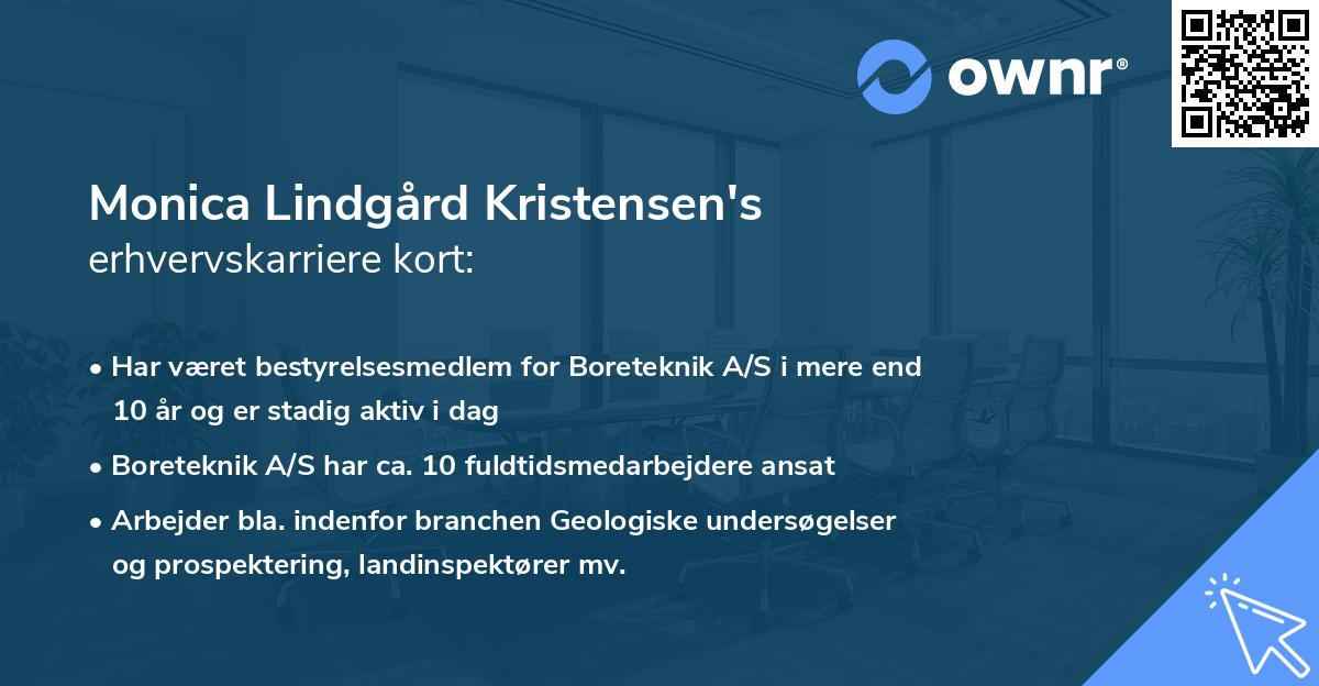 Monica Lindgård Kristensen's erhvervskarriere kort