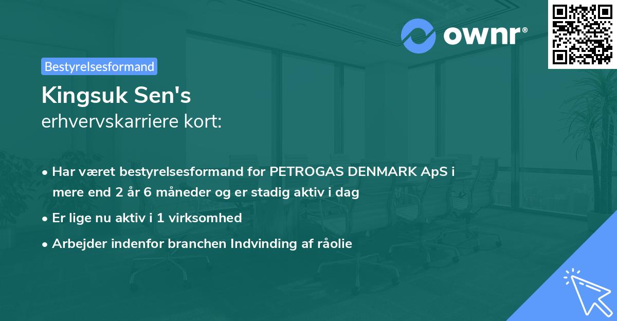 Kingsuk Sen's erhvervskarriere kort