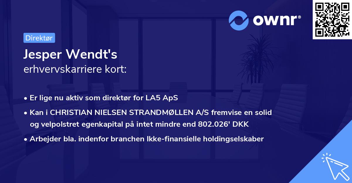 Jesper Wendt's erhvervskarriere kort