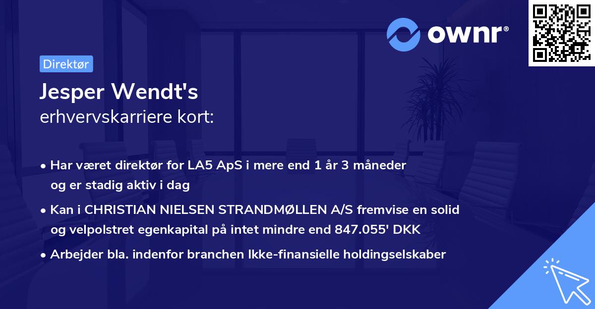 Jesper Wendt's erhvervskarriere kort