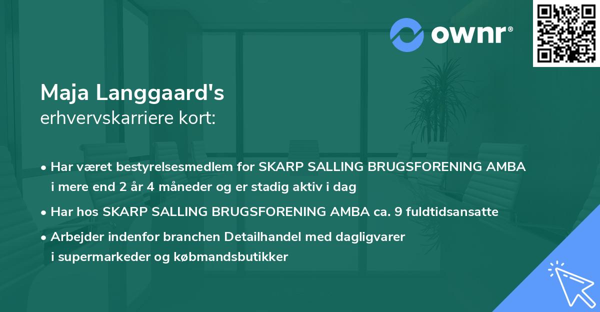 Maja Langgaard's erhvervskarriere kort