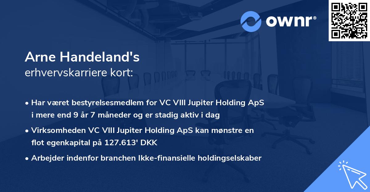 Arne Handeland's erhvervskarriere kort