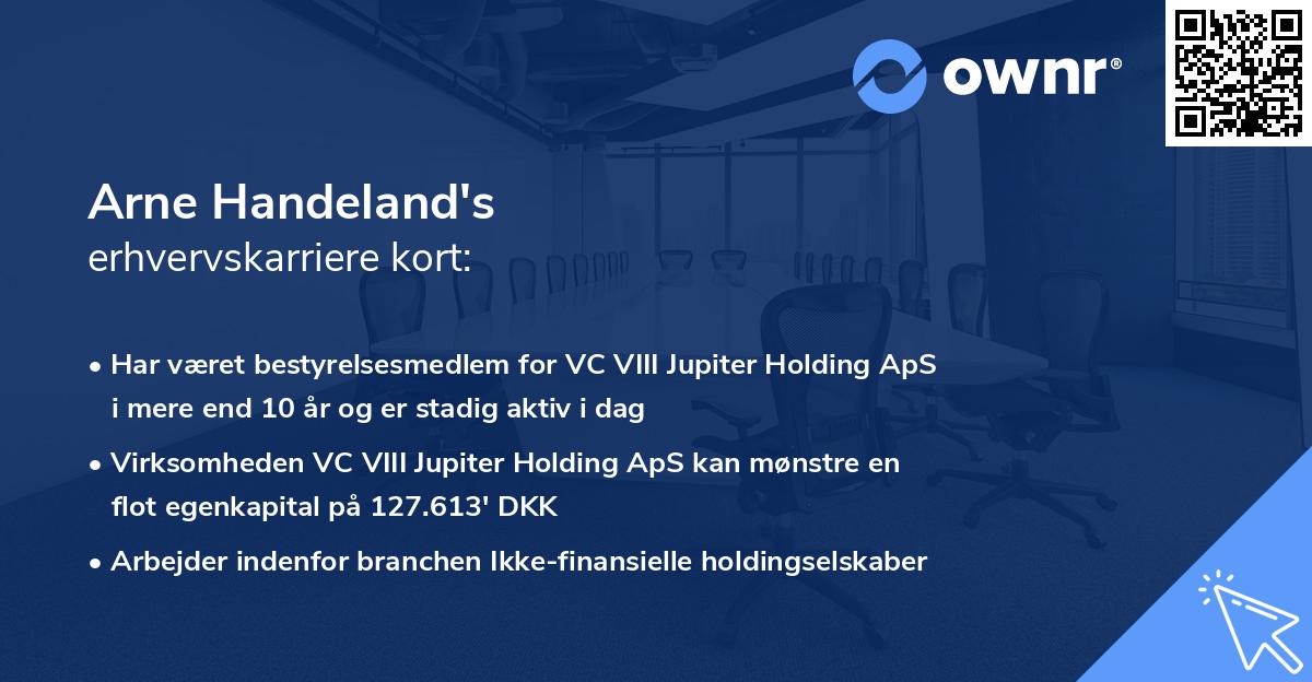 Arne Handeland's erhvervskarriere kort