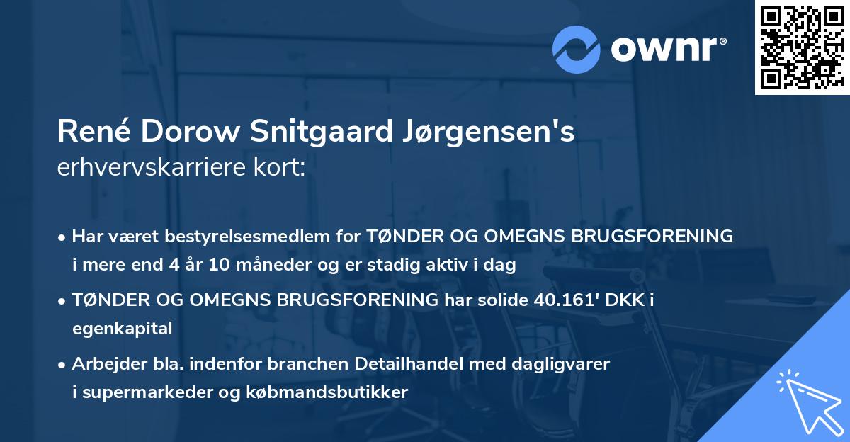 René Dorow Snitgaard Jørgensen's erhvervskarriere kort