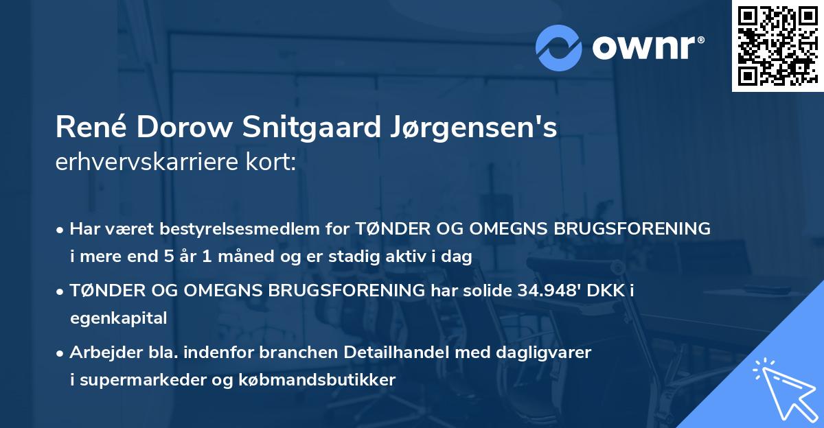 René Dorow Snitgaard Jørgensen's erhvervskarriere kort