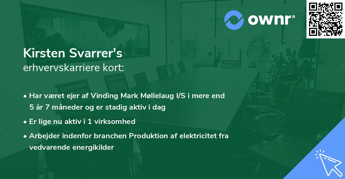 Kirsten Svarrer's erhvervskarriere kort