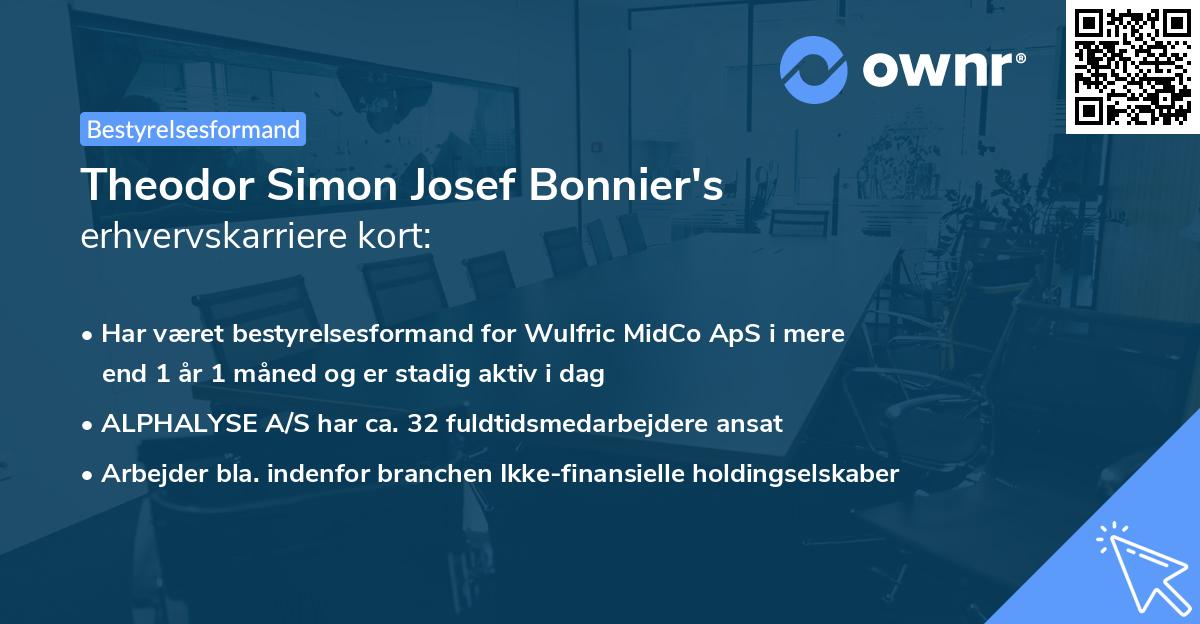 Theodor Simon Josef Bonnier's erhvervskarriere kort