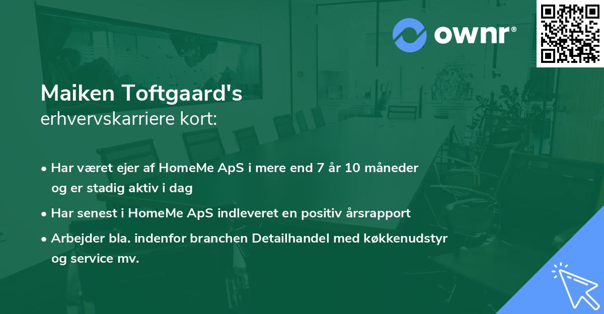 Maiken Toftgaard's erhvervskarriere kort