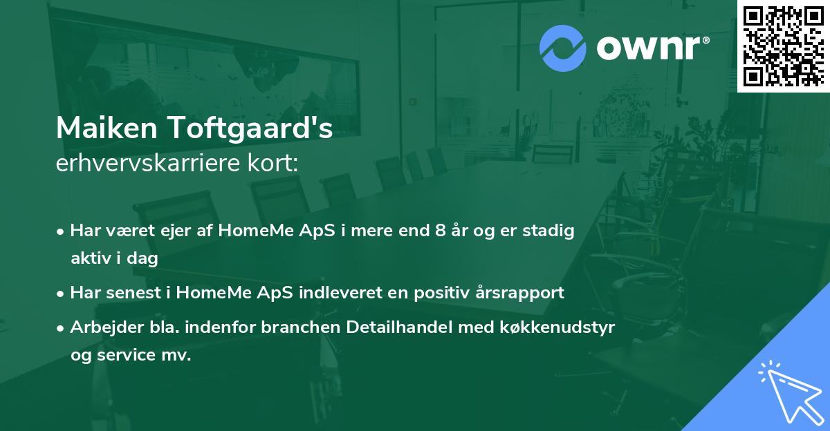 Maiken Toftgaard's erhvervskarriere kort