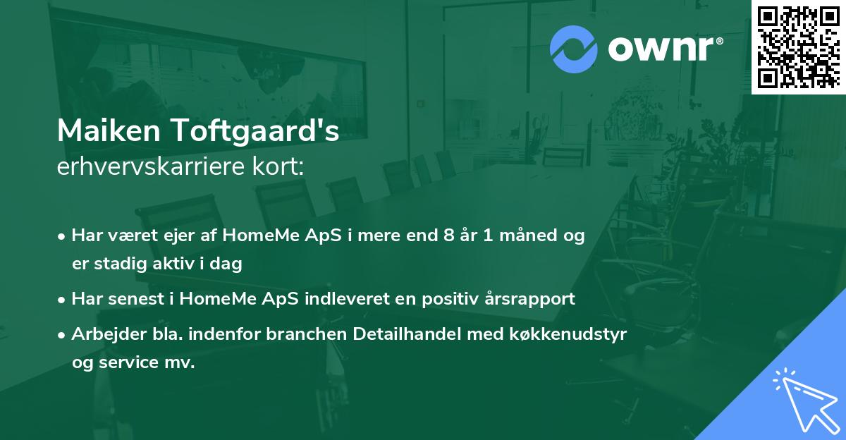 Maiken Toftgaard's erhvervskarriere kort