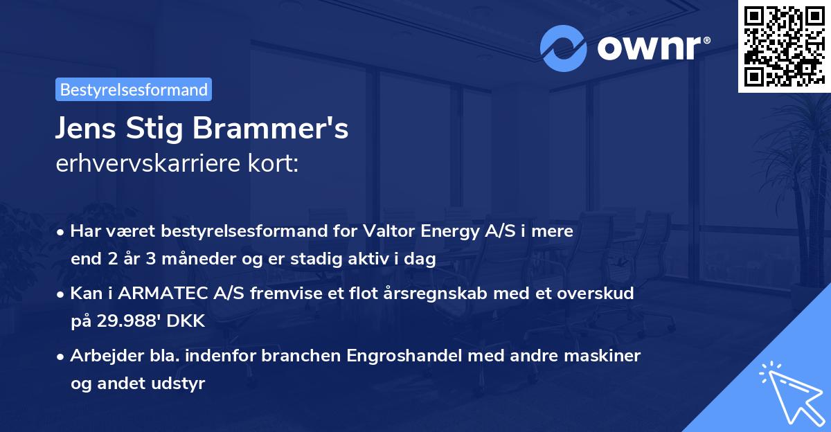 Jens Stig Brammer's erhvervskarriere kort