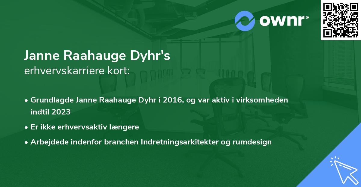 Janne Raahauge Dyhr's erhvervskarriere kort