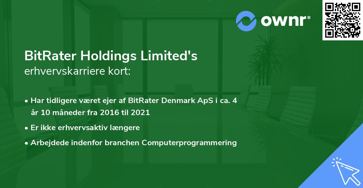 BitRater Holdings Limited's erhvervskarriere kort
